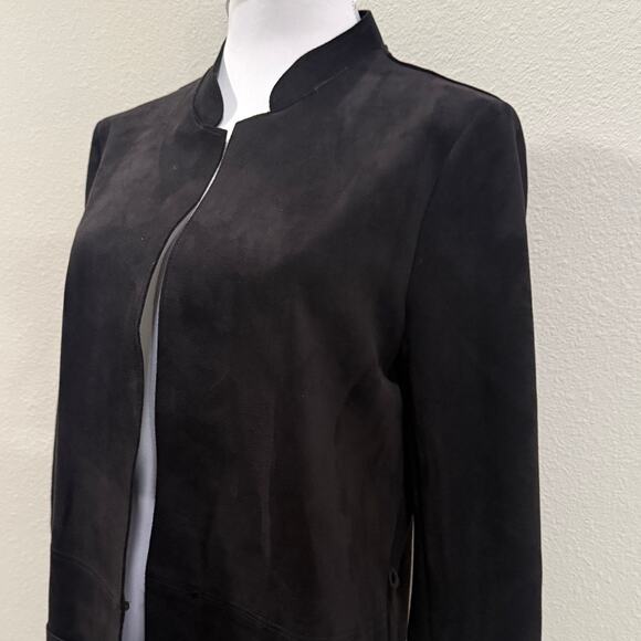 H&M Faux Suede Oversized Longline Coat XS Minimalist Sleek Chic Fall Winter - Picture 3 of 8